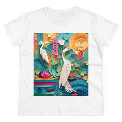 Elegant Egret Oasis Women's Midweight Cotton Tee