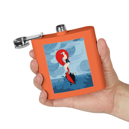 Siren of the Waves Stainless Steel Flask – Dramatic Sea Power & Bold Elegance