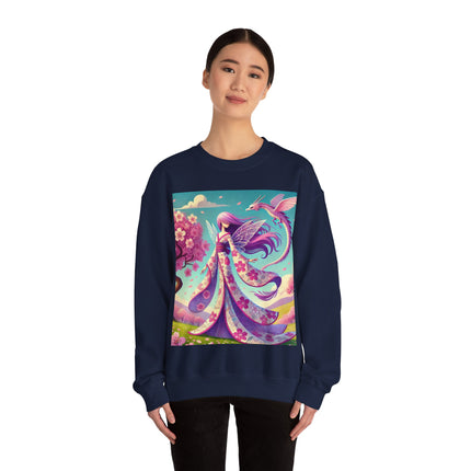 Petals in the Wind: The Kimono Fairy and the Sky Dragon Heavy Blend™ Crewneck Sweatshirt