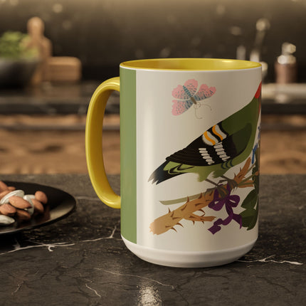 Woodpecker & Rose Colorful Mugs – Vibrant Spring & Bold Beauty