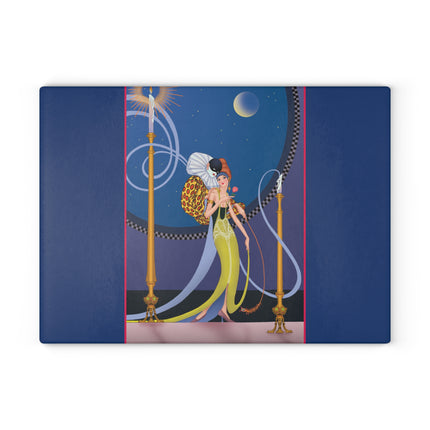 Smoke and Secrets: A Glamorous Encounter in Prohibition Era Glass Cutting Board