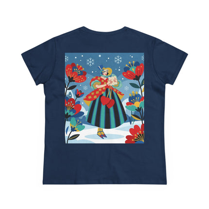 ❤️❄️ The Winter Heart Messenger Cotton Tee – Art Deco Winter Enchantment