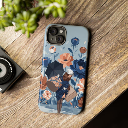 ☂️🌺 The Lady Of The Traveling Garden Phone Case – Art Deco Floral Adventure