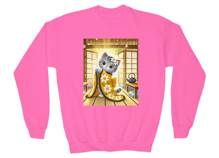Playful Kitten in the Tea Room Youth Crewneck Sweatshirt