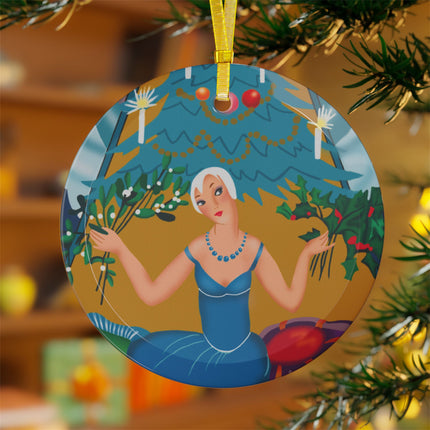 Art Deco Christmas Elegance Glass Ornament