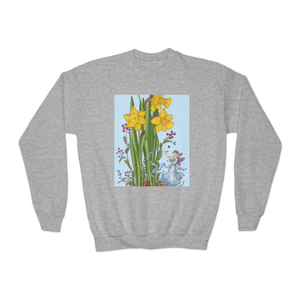 Daffodil Fairy Youth Crewneck Sweatshirt – Springtime Magic & Vintage Charm