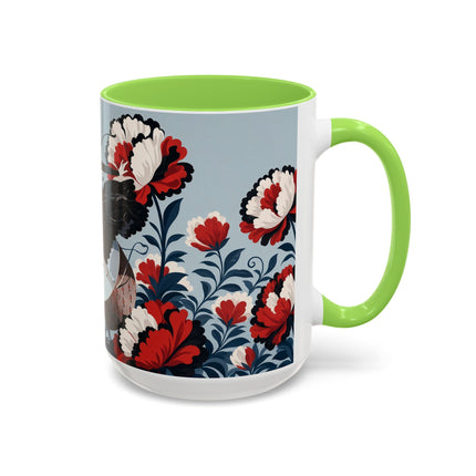 ❤️🌺 The Scarlet Blossom Dancer Colorful Mug – Art Deco Fashion Whimsy
