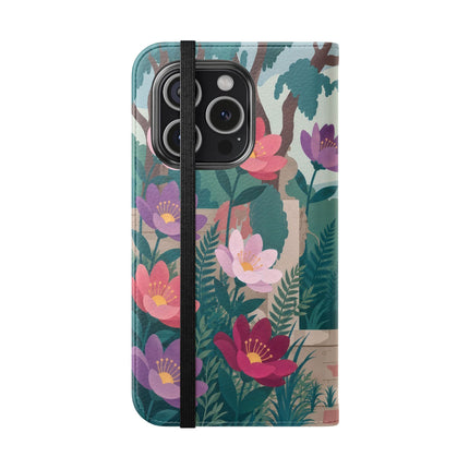 🌺🎭 The Garden Courtship Flip Case – Art Deco Floral Romance