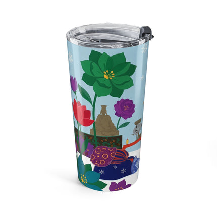 🪷❄️ The Lady Of The Winter Lotus Ceremony Tumbler – Art Deco Garden Elegance