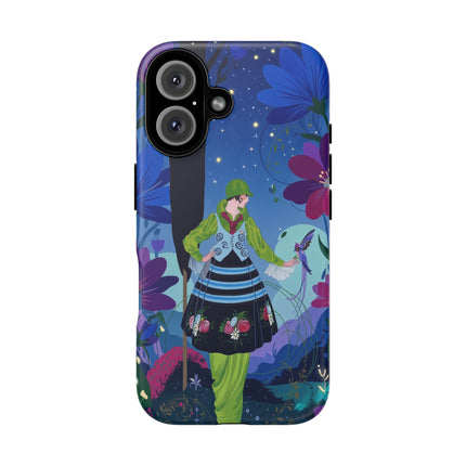 🌸🐦 The Lady Of The Midnight Bird Garden Phone Case – Art Deco Floral Fantasy