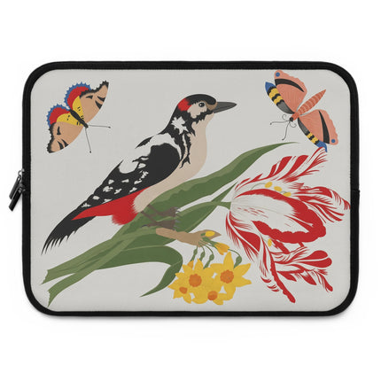 🐦🌷 Woodpecker & Tulip Laptop Sleeve – Vibrant Energy & Cheerful Charm