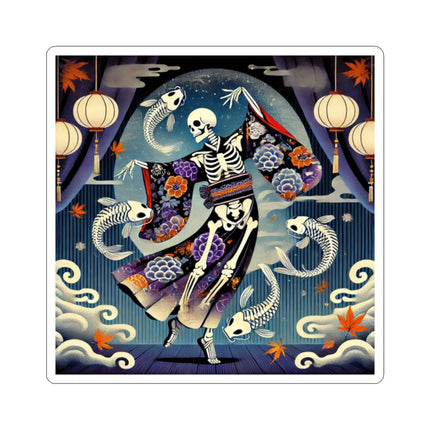Skeleton Kabuki Performer Kiss-Cut Stickers (4 Sizes)