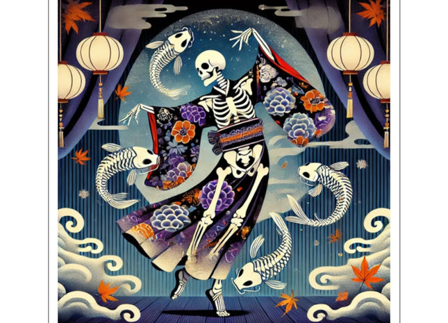 Skeleton Kabuki Performer Kiss-Cut Stickers (4 Sizes)