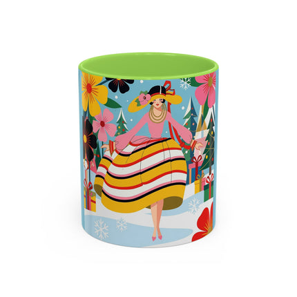 🌼🎄 The Christmas Blossom Belle Colorful Mug – Colorful Art Deco Holiday Fantasy