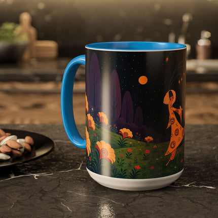🌙🌼 The Moonlit Floral Dancer Colorful Mug – Art Deco Garden Fantasy