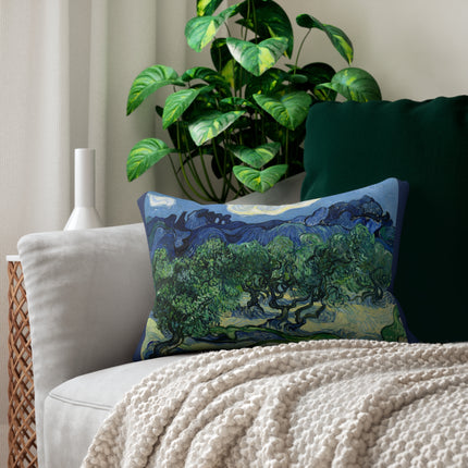 Olive Trees by Vincent Van Gogh Spun Polyester Lumbar Pillow