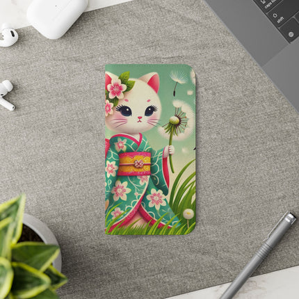 🌾🌼 Geisha Kitten and the Dandelion Wish Flip Case – Gentle Wishes & Quiet Wonder