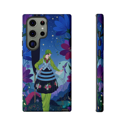 🌸🐦 The Lady Of The Midnight Bird Garden Phone Case – Art Deco Floral Fantasy