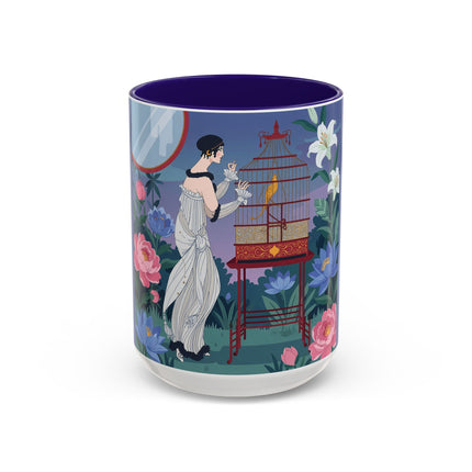 Whispers to the Golden Songbird Colorful Mugs – Art Deco Garden Elegance
