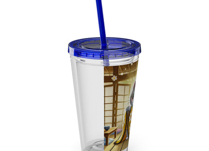 Playful Kitten in the Tea Room Sunsplash Tumbler with Straw, 16oz