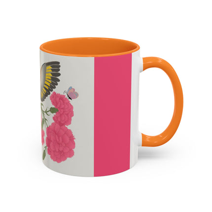 Goldfinch & Pink Flowers Colorful Mugs – Vibrant Spring & Bold Beauty