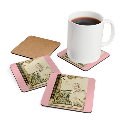 Sur talons rouges (On Red Heels) pl 02 by Gerda Wegener Corkwood Coaster Set