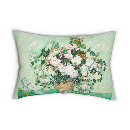 Roses by Vincent Van Gogh Spun Polyester Lumbar Pillow
