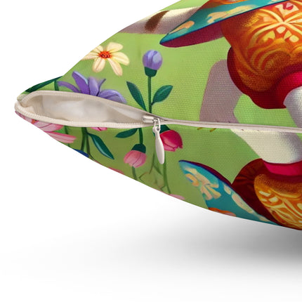 Samurai Kitten Spun Polyester Square Pillow