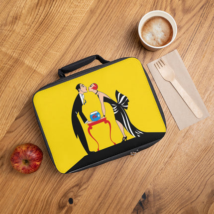 A Moment of Elegance: A Passionate Embrace Amidst Golden Splendor Lunch Bag