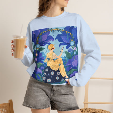 🪞🌺 The Enchanted Garden Mirror Crewneck Sweatshirt – Art Deco Fashion Whimsy