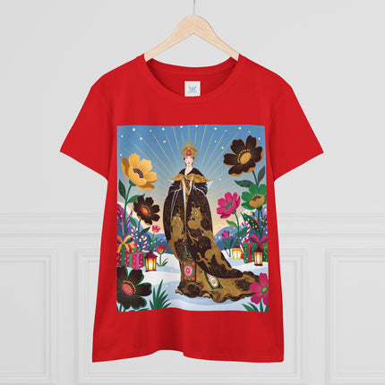 🌸✨ The Golden Garden Empress Cotton Tee – Asian-Inspired Floral Fantasy