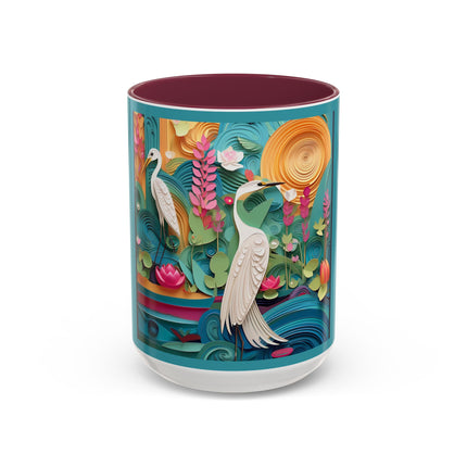 Elegant Egret Oasis Colorful Mugs (11oz, 15oz)