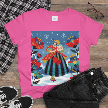 ❤️❄️ The Winter Heart Messenger Cotton Tee – Art Deco Winter Enchantment
