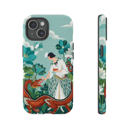 🐉🌿 The Dragon Keeper Phone Case – Art Deco Floral Fantasy