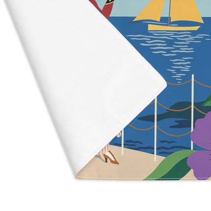 🌊🔭 The Lady Of The Seaside Lookout Placemat – Art Deco Nautical Adventure