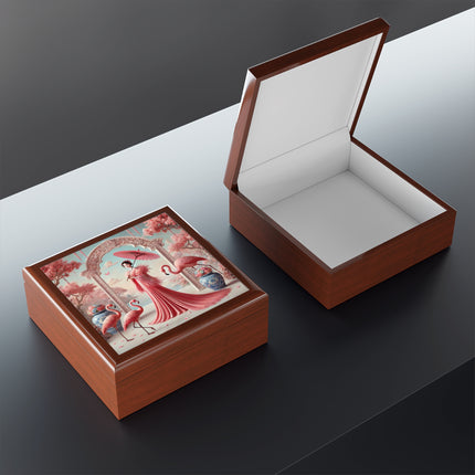 Petals, Porcelain, and Flamingos Jewelry Box