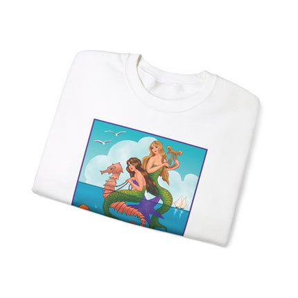 Three Mermaids with Strings of Pearls by Carlo Chiostri Heavy Blend™ Crewneck Sweatshirt