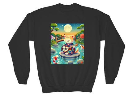 Melodic Kitten by the Koi Pond Youth Crewneck Sweatshirt
