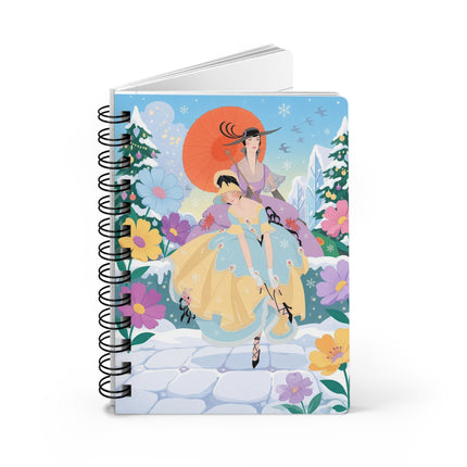 🌂❄️ The Winter Parasol Garden Spiral Notebook – Art Deco Holiday Fantasy