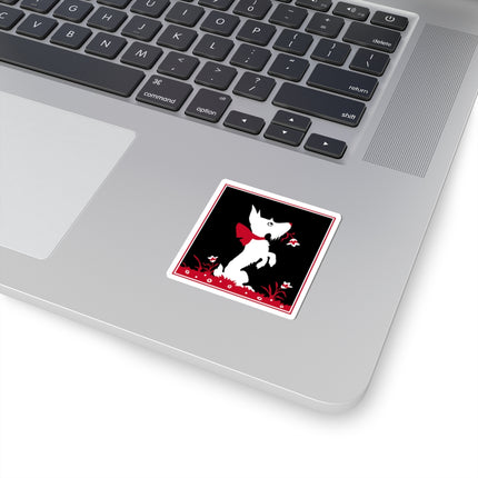The Enchanting White Terrier with a Red Bow Kiss-Cut Stickers (4 Sizes)