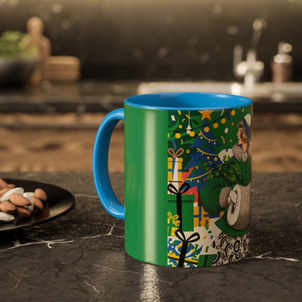 🍀🎄 The Emerald Holly Christmas Colorful Mug – Art Deco Holiday Elegance