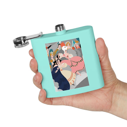Celestial Masquerade Stainless Steel Flask – Theatrical Elegance & Floating Whimsy