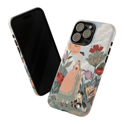🌹🐈 The Lady And Puss In Boots Phone Case – Art Deco Floral Whimsy