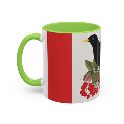 Blackbird & Rose Colorful Mugs – Timeless Elegance & Nature's Harmony