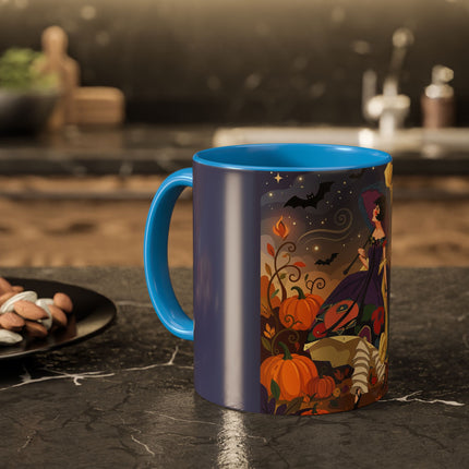 🌙🎃 The Moonlit Garden Walk Colorful Mug – Elegant Halloween Charm