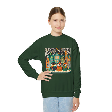 Night of the Trick-or-Treating Owlets Youth Crewneck Sweatshirt