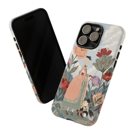 🌹🐈 The Lady And Puss In Boots Phone Case – Art Deco Floral Whimsy