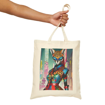 Cyber Cat Glamour Cotton Canvas Tote Bag