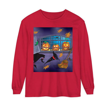 Whimsical Halloween Mischief Unisex Garment-dyed Long Sleeve T-Shirt