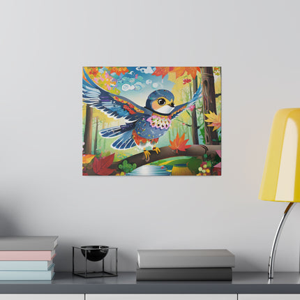 Baby Hawk Plays in Forest Matte Canvas, Stretched, 0.75"